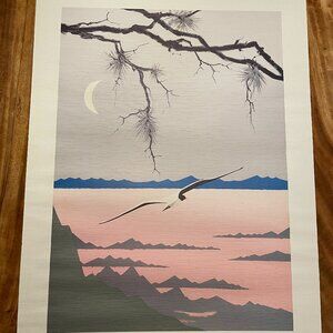 Jacovitz Volo di Gabbiano 70's Italian Seagull Landscape Print SO-70026 Signed